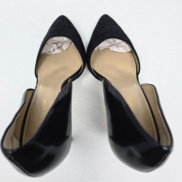 Saks Fifth Avenue Felicity Black Pointed Toe 4" High Heel Sz 9 Leather Fabric - Picture 12 of 13